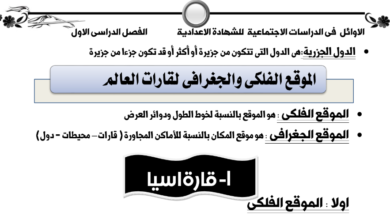مذكرة دراسات للصف الثالث الاعدادي الترم الاول 2025